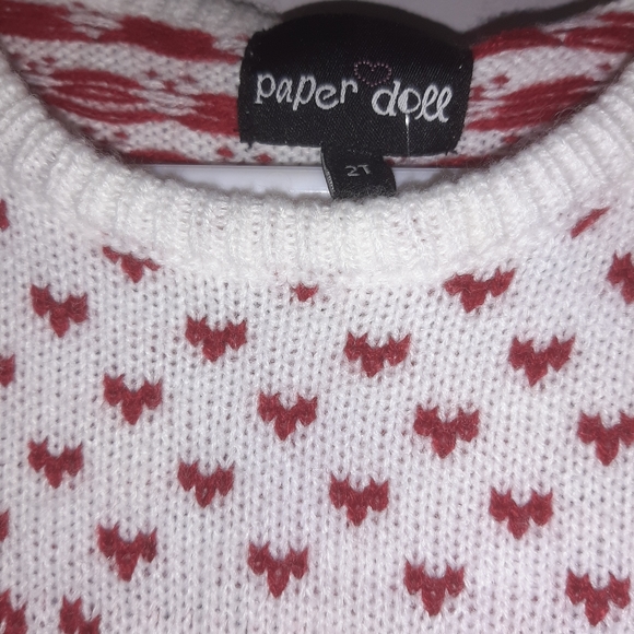 🆕 White Red Reindeer Knit Sweater Dress Hat Set 2T Christmas Holiday Outfit 🎄 - Picture 2 of 5